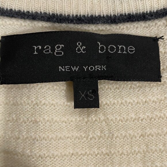 Rag & Bone Womens 100% Wool Blend Two-Tone Sweater XS charcoal gray Cream preppy - Picture 4 of 10